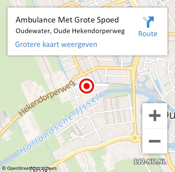 Locatie op kaart van de 112 melding: Ambulance Met Grote Spoed Naar Oudewater, Oude Hekendorperweg op 15 februari 2019 15:48
