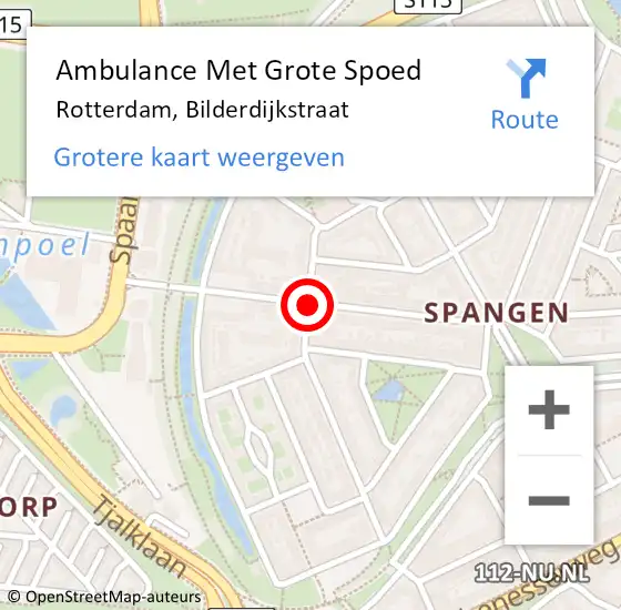 Locatie op kaart van de 112 melding: Ambulance Met Grote Spoed Naar Rotterdam, Bilderdijkstraat op 15 februari 2019 18:34