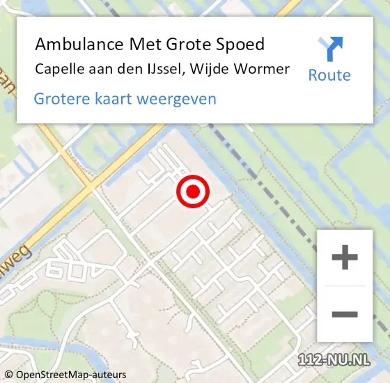 Locatie op kaart van de 112 melding: Ambulance Met Grote Spoed Naar Capelle aan den IJssel, Wijde Wormer op 15 februari 2019 23:07
