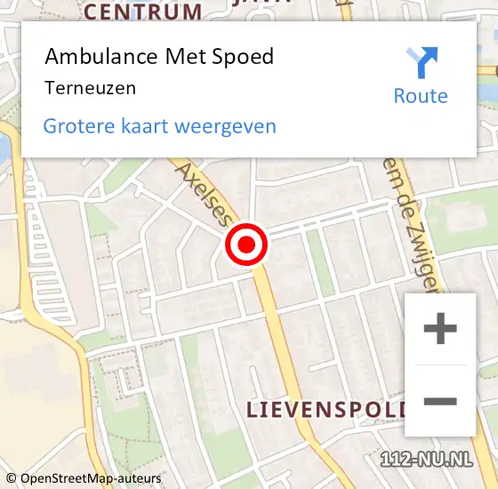 Locatie op kaart van de 112 melding: Ambulance Met Spoed Naar Terneuzen op 16 februari 2019 01:36