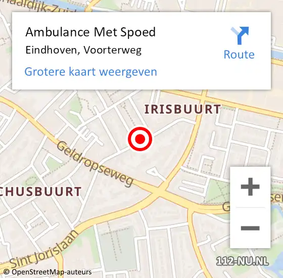 Locatie op kaart van de 112 melding: Ambulance Met Spoed Naar Eindhoven, Voorterweg op 16 februari 2019 09:44