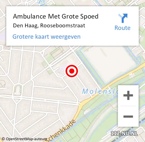 Locatie op kaart van de 112 melding: Ambulance Met Grote Spoed Naar Den Haag, Rooseboomstraat op 16 februari 2019 11:32