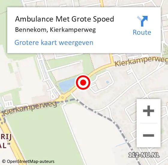 Locatie op kaart van de 112 melding: Ambulance Met Grote Spoed Naar Bennekom, Kierkamperweg op 16 februari 2019 11:59