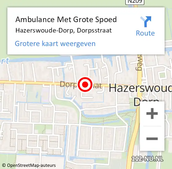 Locatie op kaart van de 112 melding: Ambulance Met Grote Spoed Naar Hazerswoude-Dorp, Dorpsstraat op 16 februari 2019 12:07