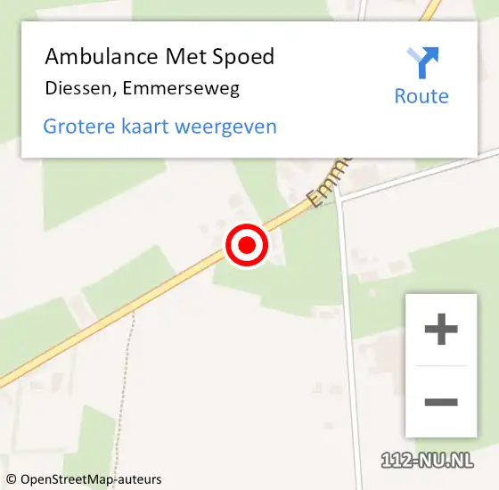 Locatie op kaart van de 112 melding: Ambulance Met Spoed Naar Diessen, Emmerseweg op 16 februari 2019 13:34