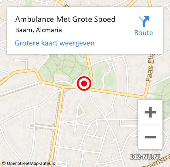 Locatie op kaart van de 112 melding: Ambulance Met Grote Spoed Naar Baarn, Alcmaria op 16 februari 2019 13:52