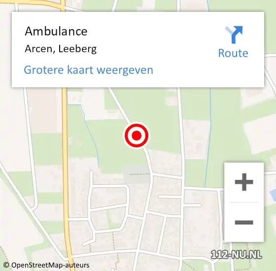 Locatie op kaart van de 112 melding: Ambulance Arcen, Leeberg op 16 februari 2019 14:30