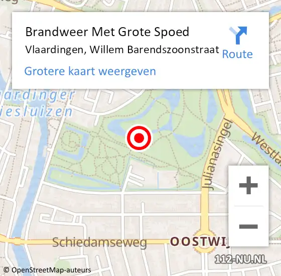 Locatie op kaart van de 112 melding: Brandweer Met Grote Spoed Naar Vlaardingen, Willem Barendszoonstraat op 16 februari 2019 14:36