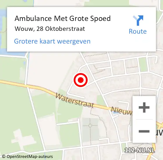 Locatie op kaart van de 112 melding: Ambulance Met Grote Spoed Naar Wouw, 28 Oktoberstraat op 16 februari 2019 15:52