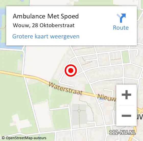 Locatie op kaart van de 112 melding: Ambulance Met Spoed Naar Wouw, 28 Oktoberstraat op 16 februari 2019 16:23