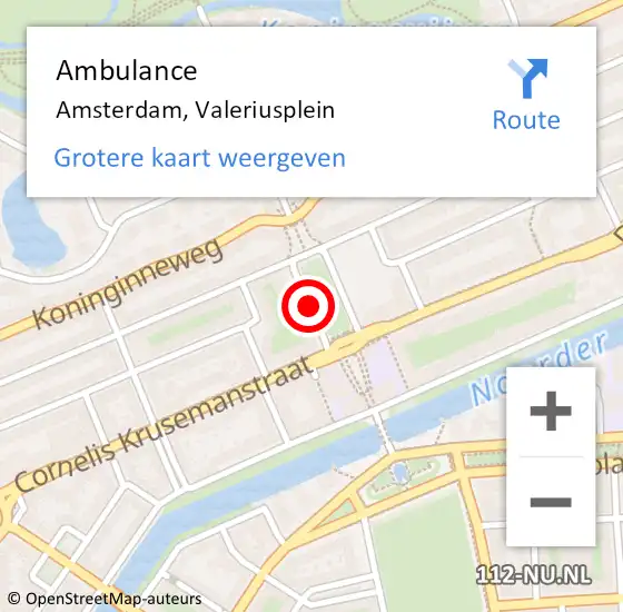 Locatie op kaart van de 112 melding: Ambulance Amsterdam, Valeriusplein op 16 februari 2019 17:19