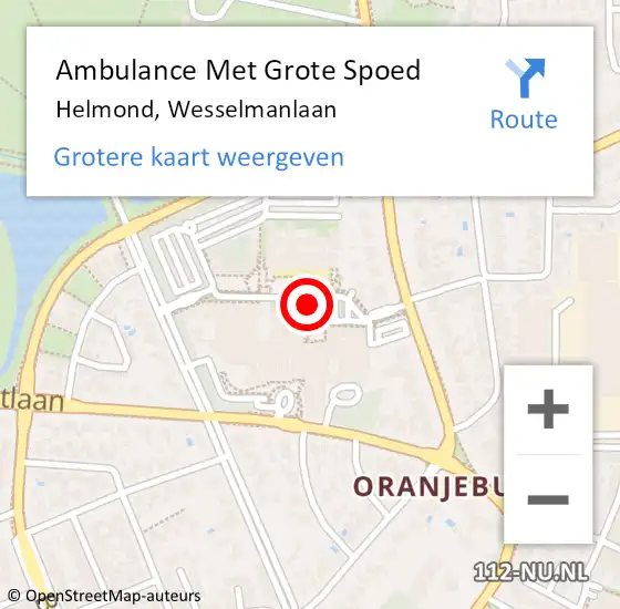 Locatie op kaart van de 112 melding: Ambulance Met Grote Spoed Naar Helmond, Wesselmanlaan op 16 februari 2019 17:49