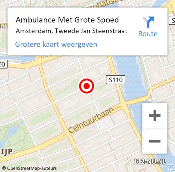 Locatie op kaart van de 112 melding: Ambulance Met Grote Spoed Naar Amsterdam, Tweede Jan Steenstraat op 16 februari 2019 20:07