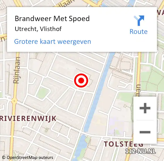 Locatie op kaart van de 112 melding: Brandweer Met Spoed Naar Utrecht, Vlisthof op 16 februari 2019 20:55