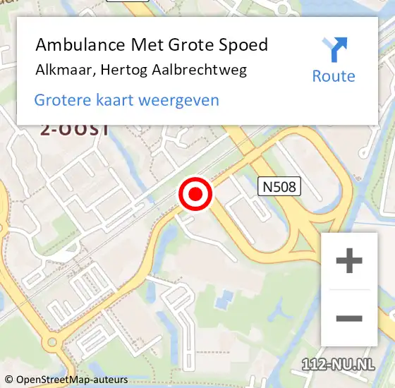 Locatie op kaart van de 112 melding: Ambulance Met Grote Spoed Naar Alkmaar, Hertog Aalbrechtweg op 16 februari 2019 21:08