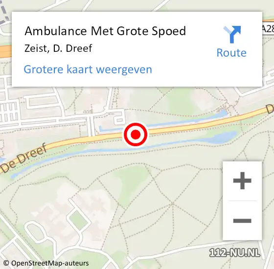 Locatie op kaart van de 112 melding: Ambulance Met Grote Spoed Naar Zeist, De Dreef op 17 februari 2019 01:47