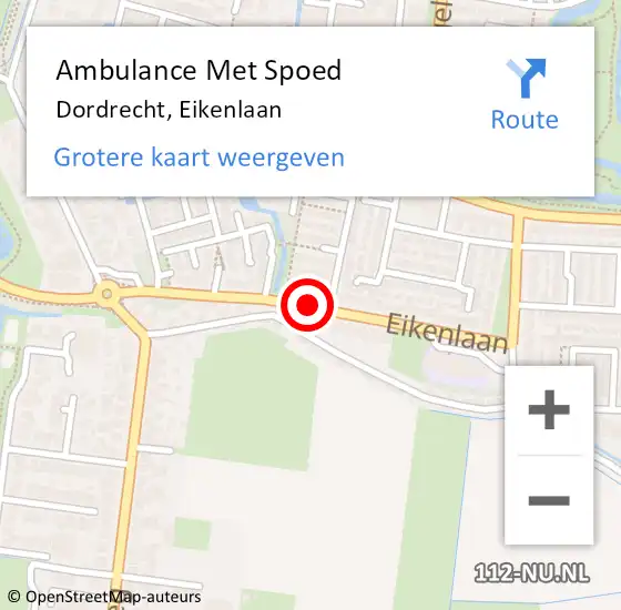 Locatie op kaart van de 112 melding: Ambulance Met Spoed Naar Dordrecht, Eikenlaan op 17 februari 2019 01:59
