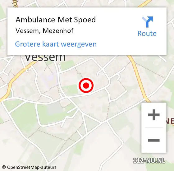 Locatie op kaart van de 112 melding: Ambulance Met Spoed Naar Vessem, Mezenhof op 17 februari 2019 10:05