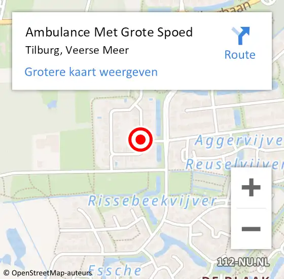 Locatie op kaart van de 112 melding: Ambulance Met Grote Spoed Naar Tilburg, Veerse Meer op 17 februari 2019 12:18