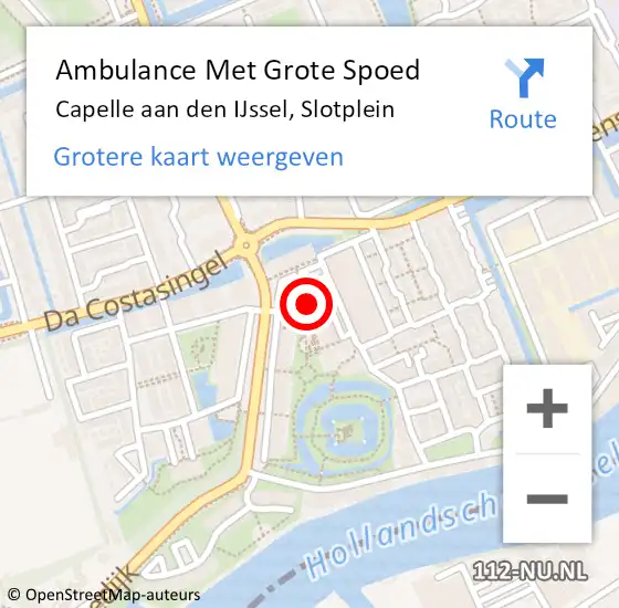 Locatie op kaart van de 112 melding: Ambulance Met Grote Spoed Naar Capelle aan den IJssel, Slotplein op 17 februari 2019 13:25