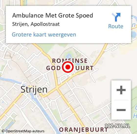 Locatie op kaart van de 112 melding: Ambulance Met Grote Spoed Naar Strijen, Apollostraat op 17 februari 2019 15:11