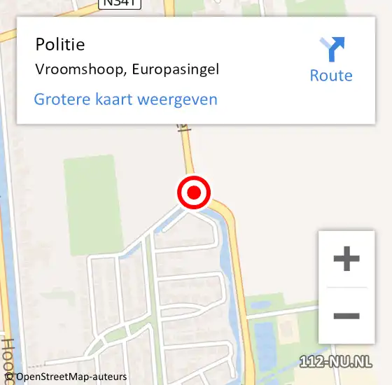 Locatie op kaart van de 112 melding: Politie Vroomshoop, Europasingel op 17 februari 2019 19:01