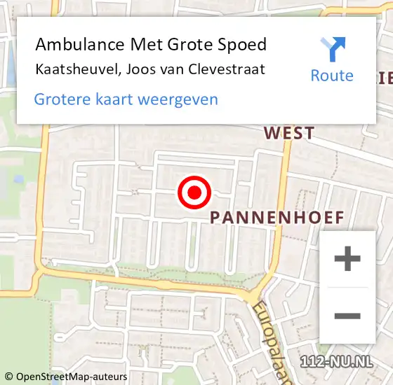 Locatie op kaart van de 112 melding: Ambulance Met Grote Spoed Naar Kaatsheuvel, Joos van Clevestraat op 17 februari 2019 19:07