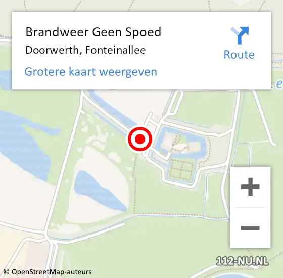 Locatie op kaart van de 112 melding: Brandweer Geen Spoed Naar Doorwerth, Fonteinallee op 17 februari 2019 20:24