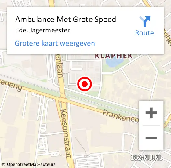 Locatie op kaart van de 112 melding: Ambulance Met Grote Spoed Naar Ede, Jagermeester op 18 februari 2019 03:52