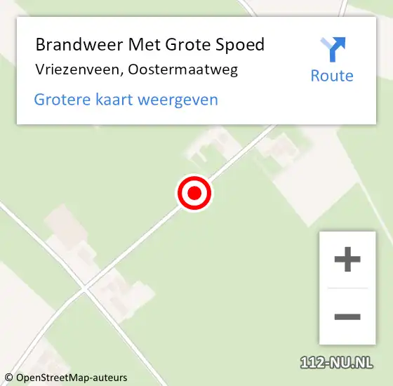 Locatie op kaart van de 112 melding: Brandweer Met Grote Spoed Naar Vriezenveen, Oostermaatweg op 18 februari 2019 07:49