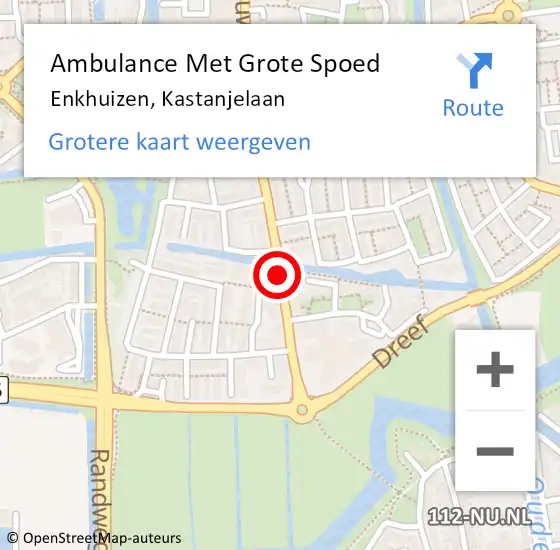 Locatie op kaart van de 112 melding: Ambulance Met Grote Spoed Naar Enkhuizen, Kastanjelaan op 18 februari 2019 17:16