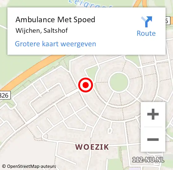 Locatie op kaart van de 112 melding: Ambulance Met Spoed Naar Wijchen, Saltshof op 18 februari 2019 20:48