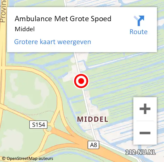 Locatie op kaart van de 112 melding: Ambulance Met Grote Spoed Naar Middel op 18 februari 2019 22:32