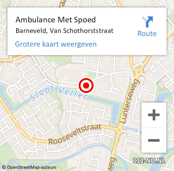 Locatie op kaart van de 112 melding: Ambulance Met Spoed Naar Barneveld, Van Schothorststraat op 19 februari 2019 05:11