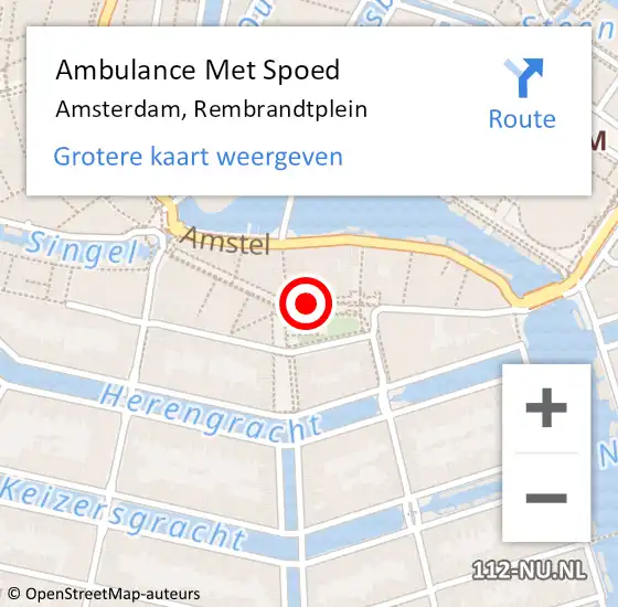Locatie op kaart van de 112 melding: Ambulance Met Spoed Naar Amsterdam, Rembrandtplein op 19 februari 2019 05:27