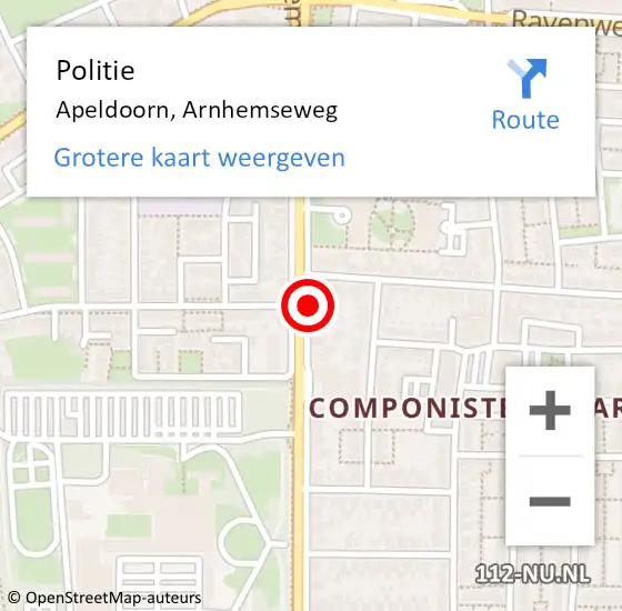Locatie op kaart van de 112 melding: Politie Apeldoorn, Arnhemseweg op 19 februari 2019 10:00