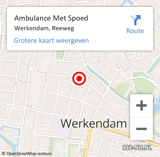 Locatie op kaart van de 112 melding: Ambulance Met Spoed Naar Werkendam, Reeweg op 19 februari 2019 12:03