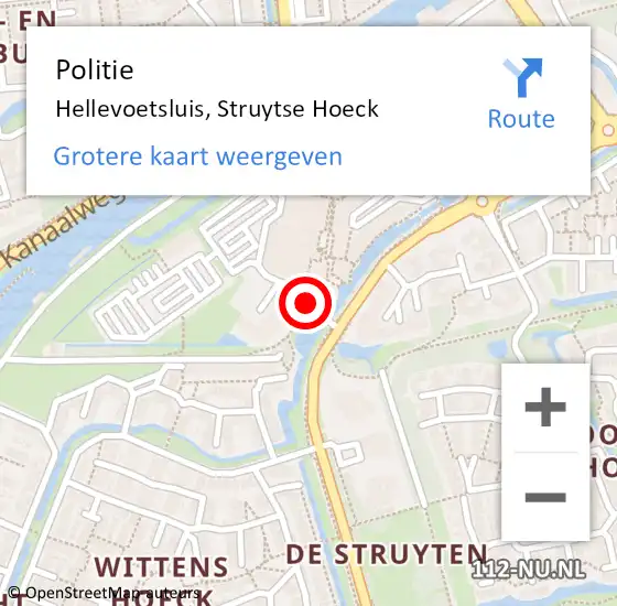 Locatie op kaart van de 112 melding: Politie Hellevoetsluis, Struytse Hoeck op 19 februari 2019 12:26
