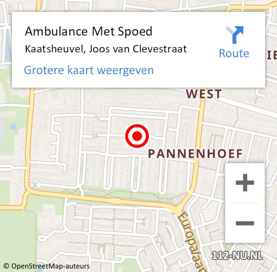 Locatie op kaart van de 112 melding: Ambulance Met Spoed Naar Kaatsheuvel, Joos van Clevestraat op 19 februari 2019 12:39