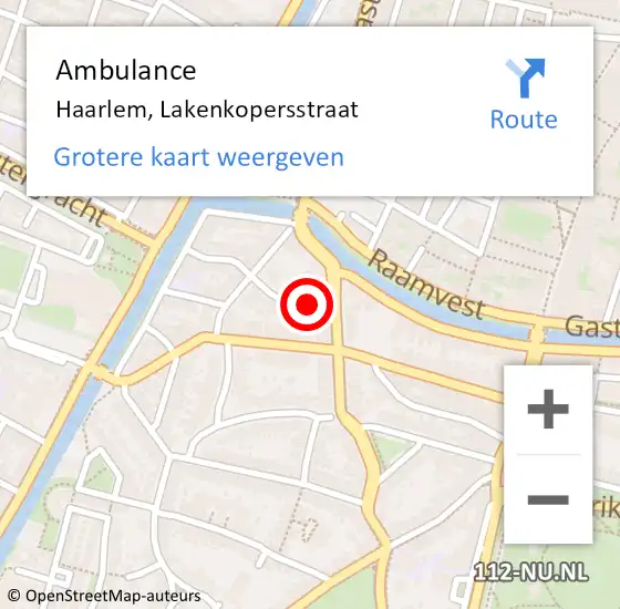 Locatie op kaart van de 112 melding: Ambulance Haarlem, Lakenkopersstraat op 19 februari 2019 14:10