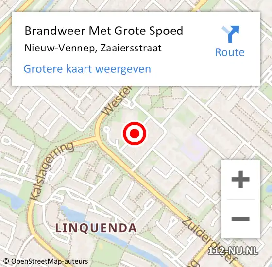 Locatie op kaart van de 112 melding: Brandweer Met Grote Spoed Naar Nieuw-Vennep, Zaaiersstraat op 19 februari 2019 14:49