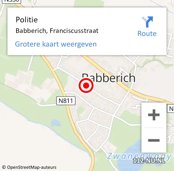 Locatie op kaart van de 112 melding: Politie Babberich, Franciscusstraat op 19 februari 2019 16:03