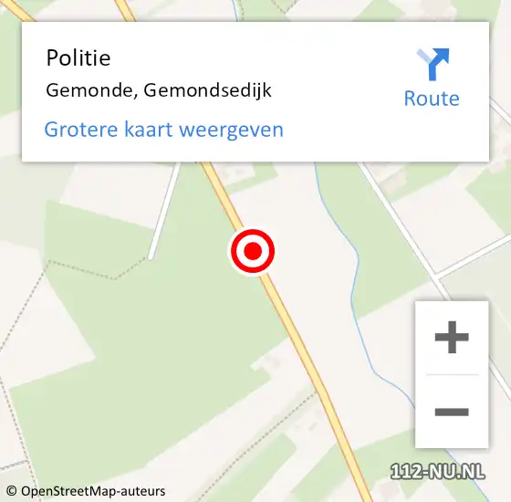 Locatie op kaart van de 112 melding: Politie Gemonde, Gemondsedijk op 19 februari 2019 16:27