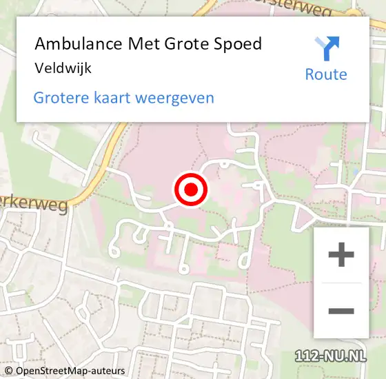 Locatie op kaart van de 112 melding: Ambulance Met Grote Spoed Naar Veldwijk op 19 februari 2019 20:02