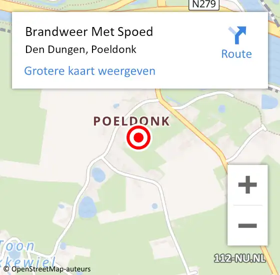 Locatie op kaart van de 112 melding: Brandweer Met Spoed Naar Den Dungen, Poeldonk op 19 februari 2019 21:52