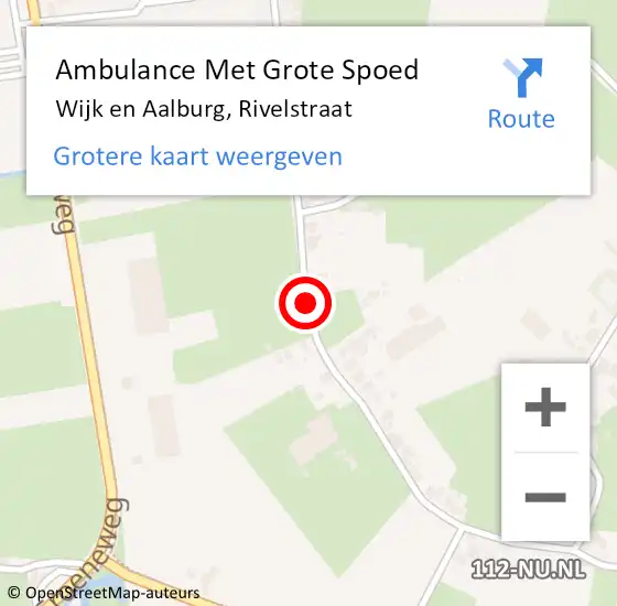 Locatie op kaart van de 112 melding: Ambulance Met Grote Spoed Naar Wijk en Aalburg, Rivelstraat op 19 februari 2019 21:54