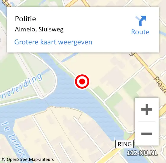 Locatie op kaart van de 112 melding: Politie Almelo, Sluisweg op 20 februari 2019 06:58