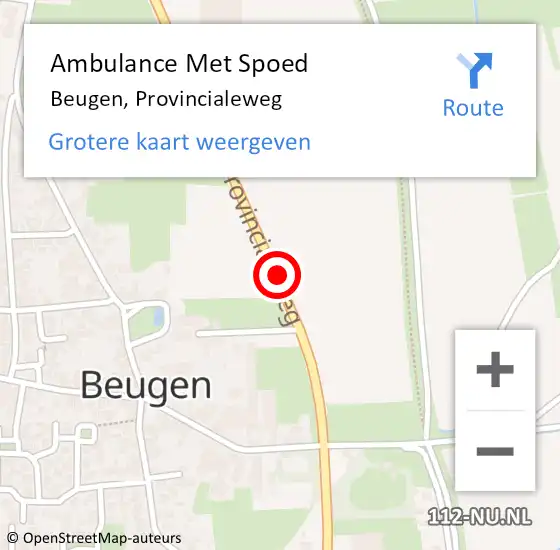 Locatie op kaart van de 112 melding: Ambulance Met Spoed Naar Beugen, Provincialeweg op 20 februari 2019 07:10