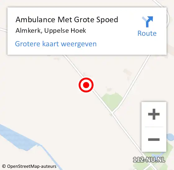 Locatie op kaart van de 112 melding: Ambulance Met Grote Spoed Naar Almkerk, Uppelse Hoek op 20 februari 2019 07:11