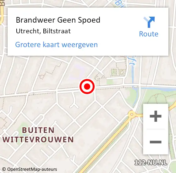 Locatie op kaart van de 112 melding: Brandweer Geen Spoed Naar Utrecht, Biltstraat op 20 februari 2019 12:33